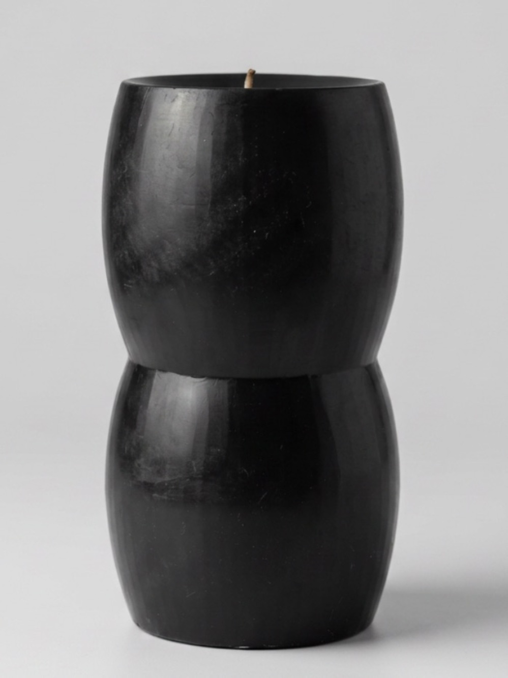 Very Large Black Sculpted & Unscented Pillar Candle
